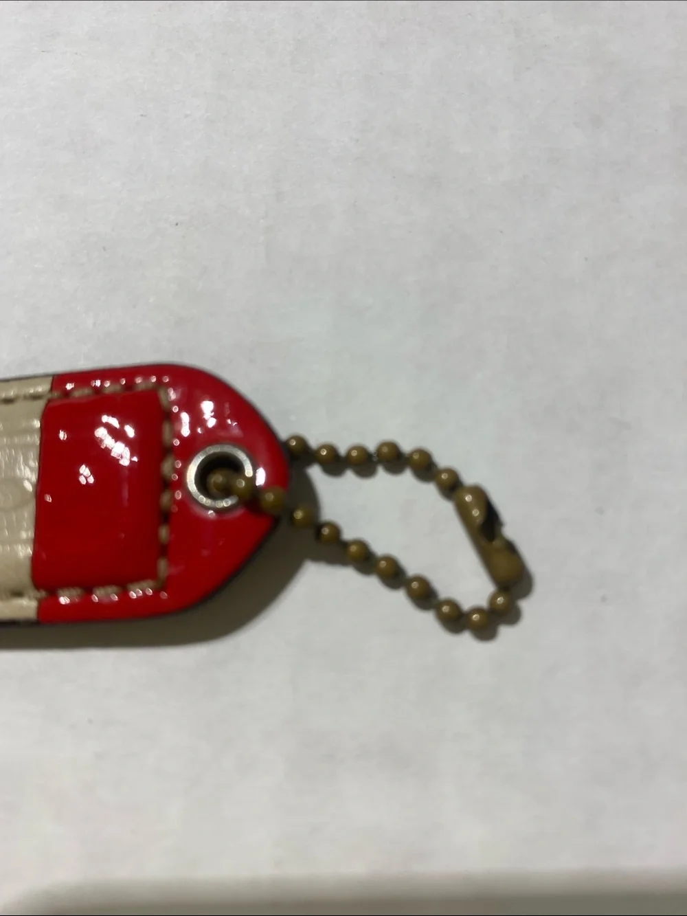 Rare Vintage y2k Coach Heritage Red and Cream striped Leather Bag Charm Key Fob